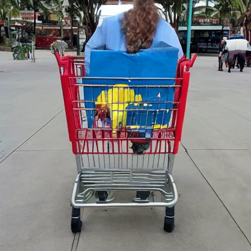 Prompt: a photograph of shopping cart jesus : savior of the downtrodden