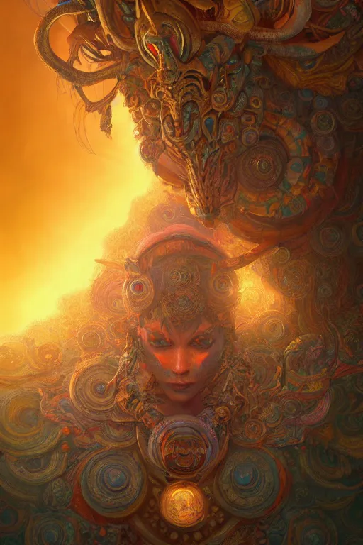 Image similar to dmt visuals, trippy, highly detailed, d & d, fantasy, highly detailed, digital painting, trending on artstation, concept art, sharp focus, illustration, global illumination, ray tracing, realistic shaded, art by artgerm and greg rutkowski and fuji choko and viktoria gavrilenko and hoang lap, sunny