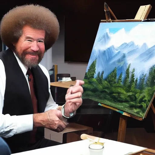Prompt: bob ross painting a picture of elon musk