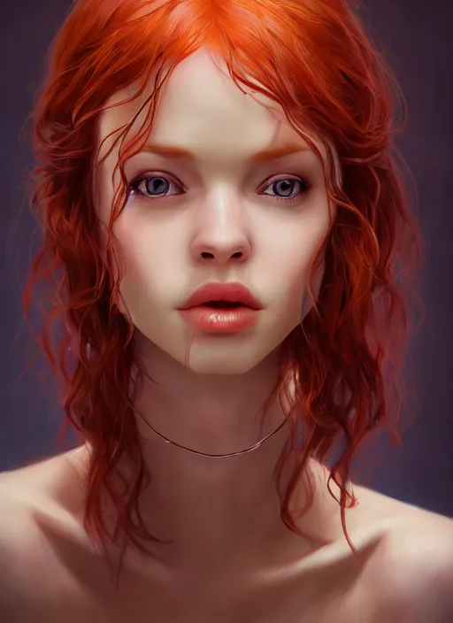 Image similar to Beautiful redhead girl which chest wrapped in bandages, portrait, fantasy, medieval, vivid colors, fantasy, elegant, concept art, sharp focus, beautiful face, digital art, Hyper-realistic, 4K, Unreal Engine, Highly Detailed, HD, Dramatic Lighting by Brom, trending on Artstation