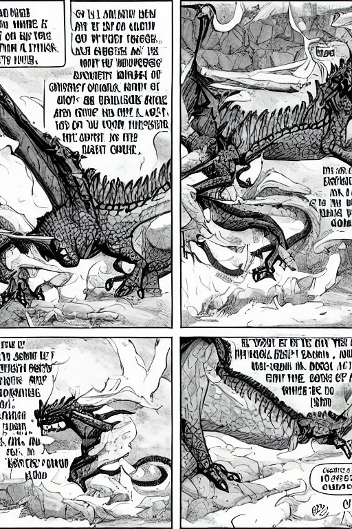 Image similar to a graphic novel comic about dragons, by mike holmes, webcomic, cartoon