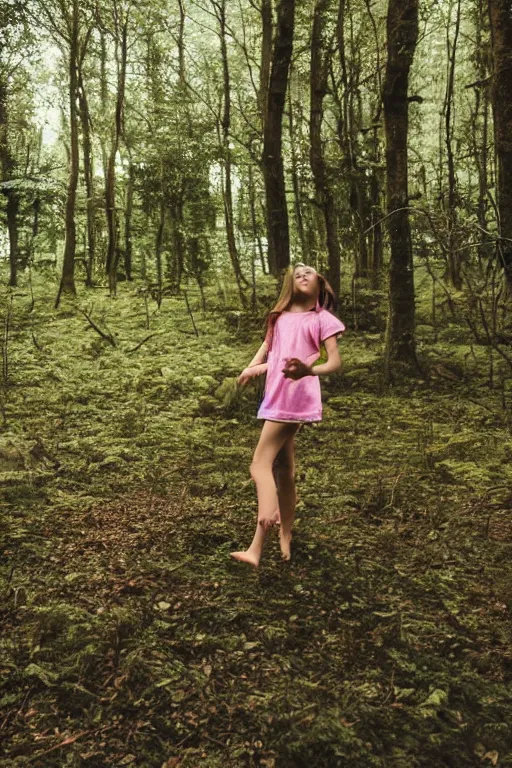 Image similar to girl waking up in the middle of a forest
