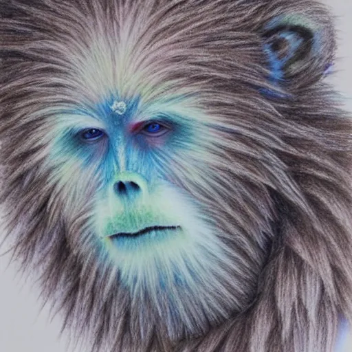 Image similar to Colored pencil art on paper, Frost Ice Monkey, highly detailed, artstation, MasterPiece, Award-Winning, Caran d'Ache Luminance