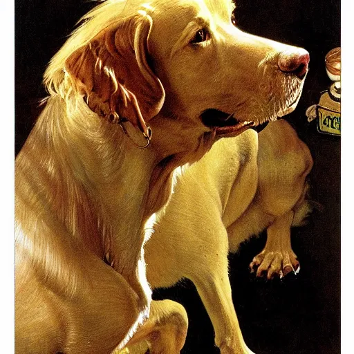 Image similar to portrait of a golden bone beast, by Norman Rockwell