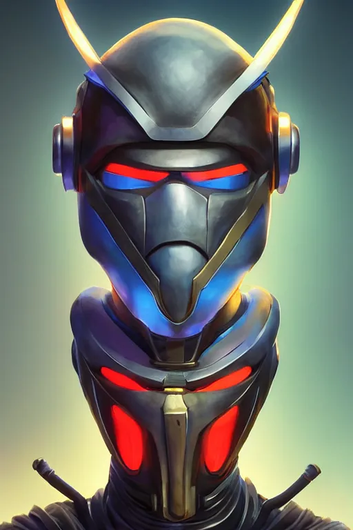 Image similar to epic mask helmet robot ninja portrait stylized as fornite style game design fanart by concept artist gervasio canda, behance hd by jesper ejsing, by rhads, makoto shinkai and lois van baarle, ilya kuvshinov, rossdraws global illumination radiating a glowing aura global illumination ray tracing hdr render in unreal engine 5