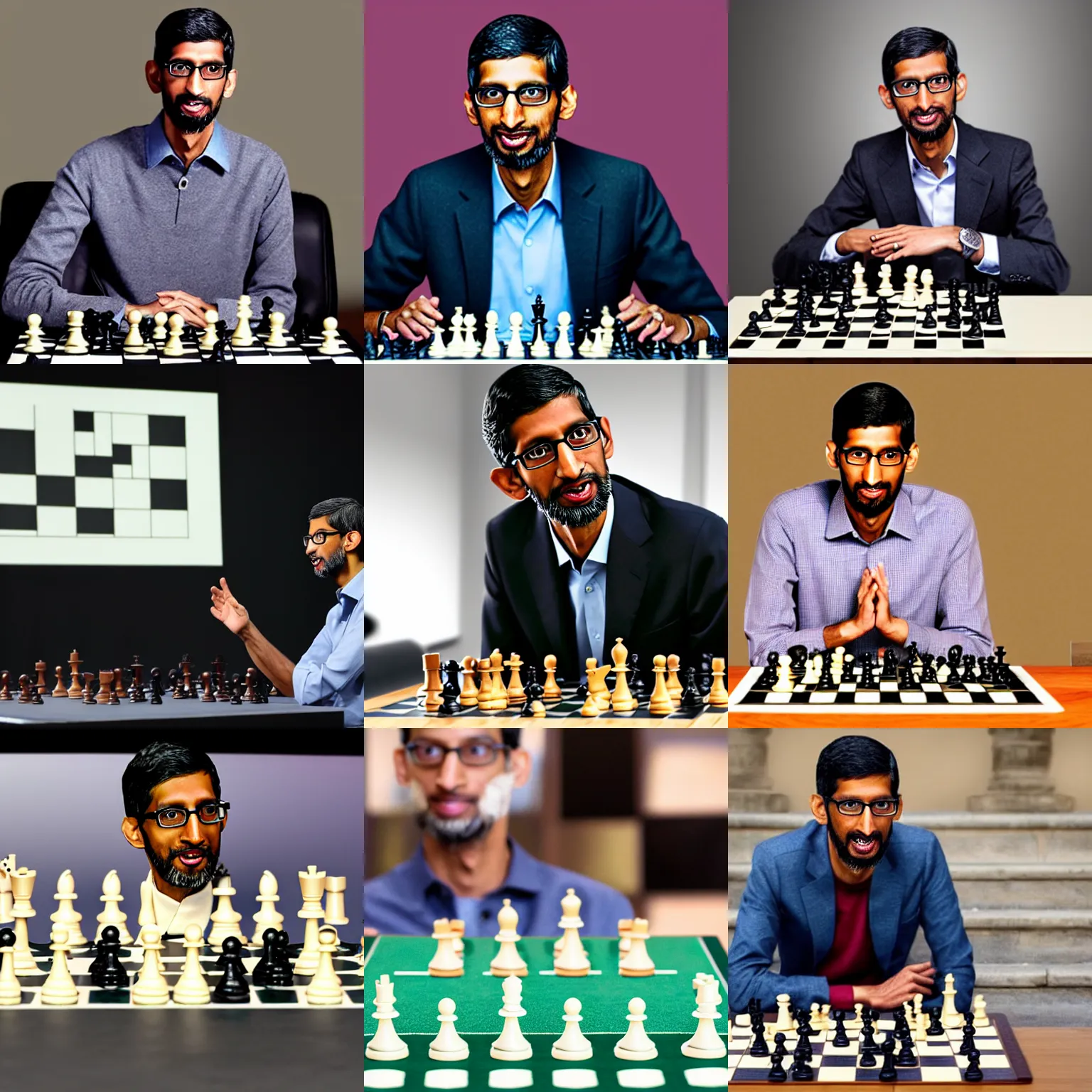 Prompt: sundar pichai challenges you to a game of chess