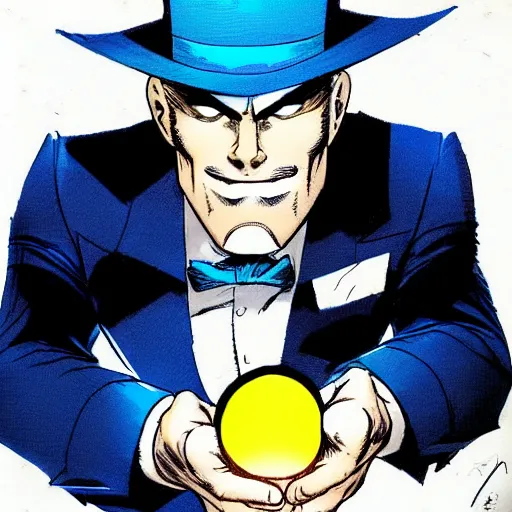 Image similar to a man in a blue suit standing in front of a fire ball, a comic book panel by jim lee, featured on deviantart, rayonism, dc comics, apocalypse art, parallax