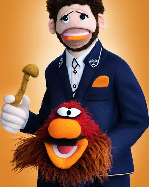 Prompt: adin ross as a muppet. highly detailed felt. hyper real photo. 4 k.