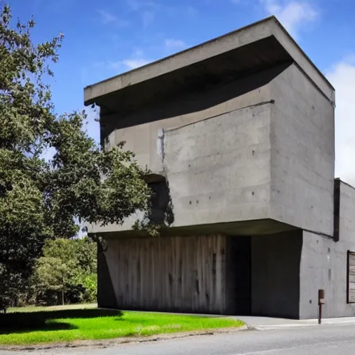 Image similar to simpson house in the brutalist style