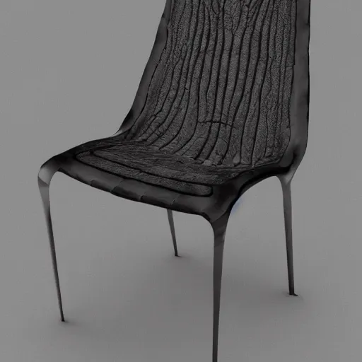 Prompt: photoreal render a chair in the style of H.R. GIger