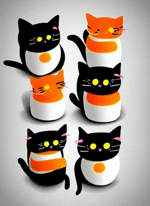 Image similar to clear photorealistic picture of adorable cats made out of sushi