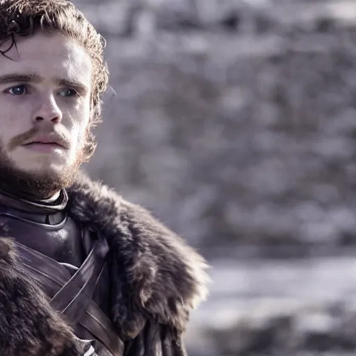 Prompt: Film still of Robb Stark Game of Thrones (1976)