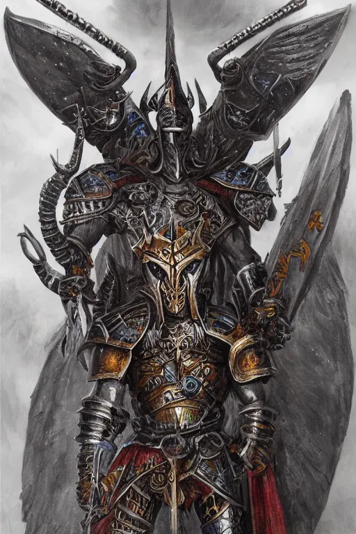 Prompt: full body concept art of Aztec knight wear baphomet armor made with porcelain by Jeff Easley and Peter Elson + beautiful eyes, beautiful face + symmetry face + galaxy + gothic, surreal, dread + highly detailed, intricate complexity, epic composition, magical atmosphere + masterpiece, award winning + trending on artstation