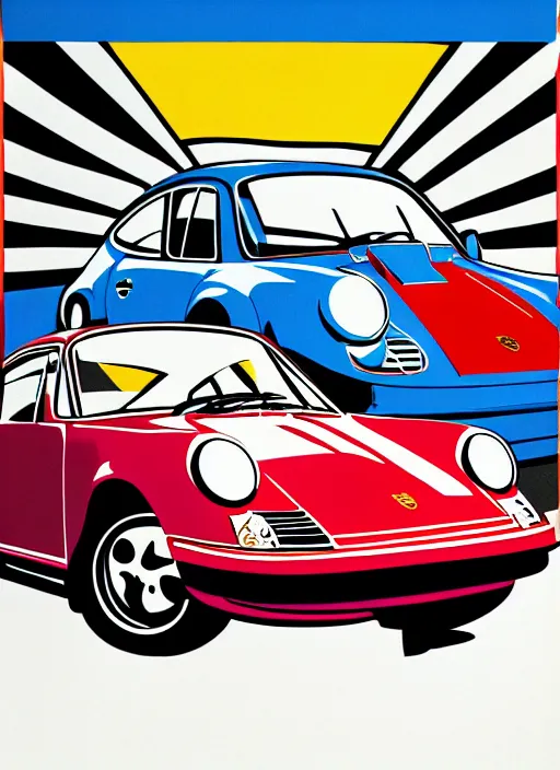 Image similar to pop art illustration of the porsche 9 1 1