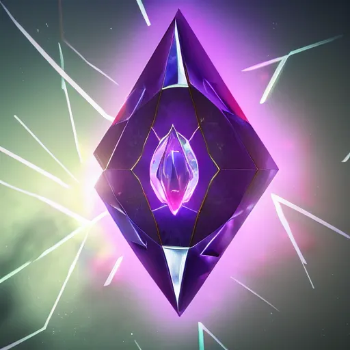 Image similar to purple powerful magic mana symbol, crystal structure, epic legends game icon, stylized digital illustration, radiating, a glowing aura, global illumination, ray tracing, hdr, unreal engine, octane render, trending on arstation, by ian pesty and katarzyna bek - chmiel