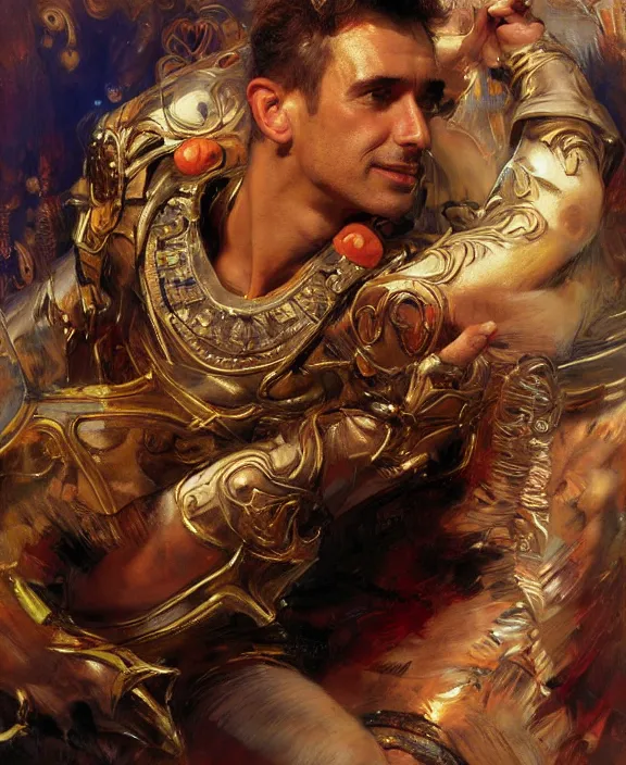 Image similar to portrait of eros ramazzotti, joyful, highly detailed painting by gaston bussiere, craig mullins, j. c. leyendecker 8 k,