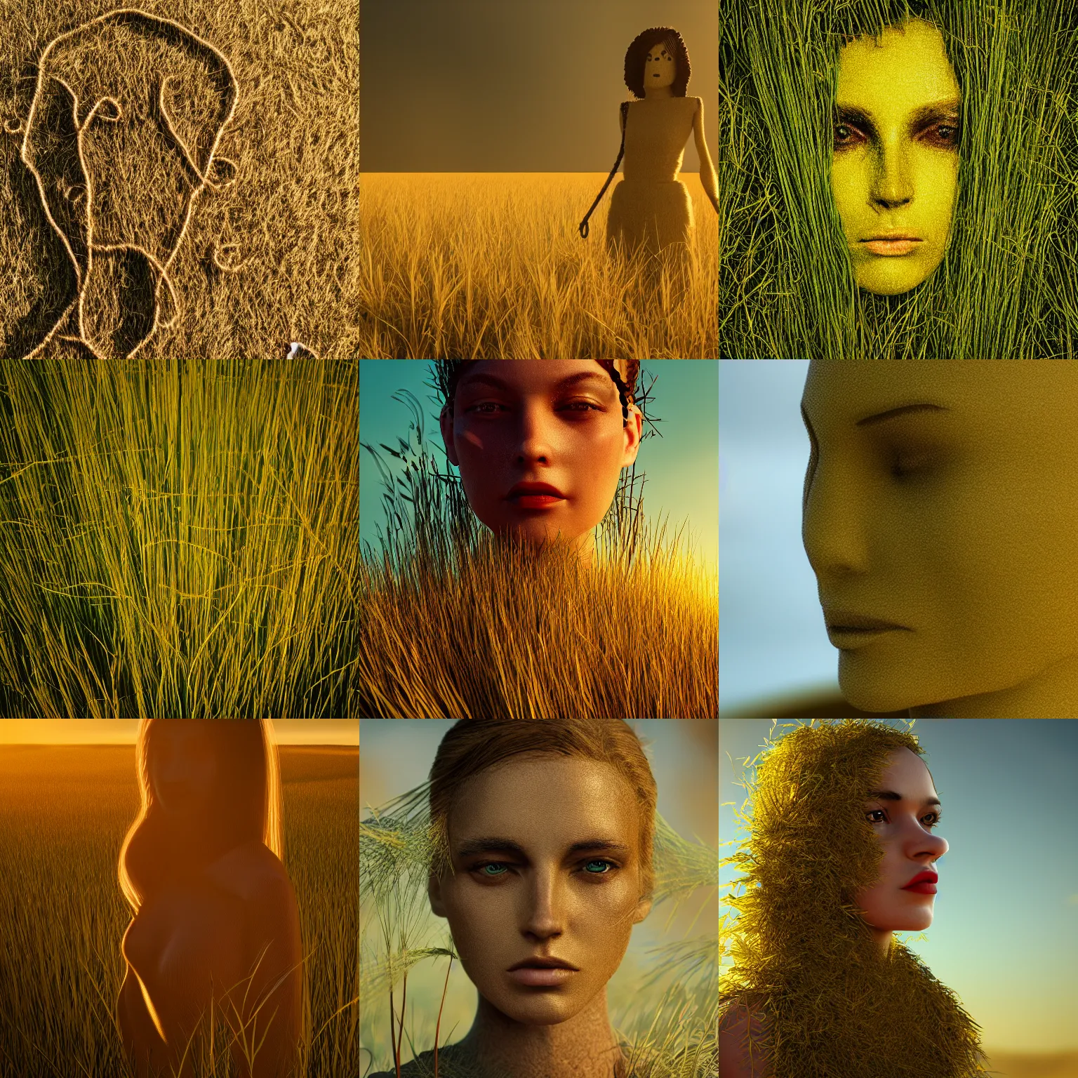 Prompt: among us character made of grass, 4 k, photorealistic, golden hour, beautiful