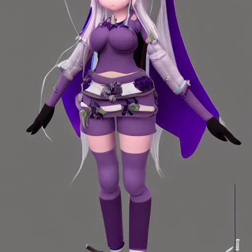 Image similar to cute fumo plush of a knight doggirl of a royal legion, green and purple, monster girl, vray