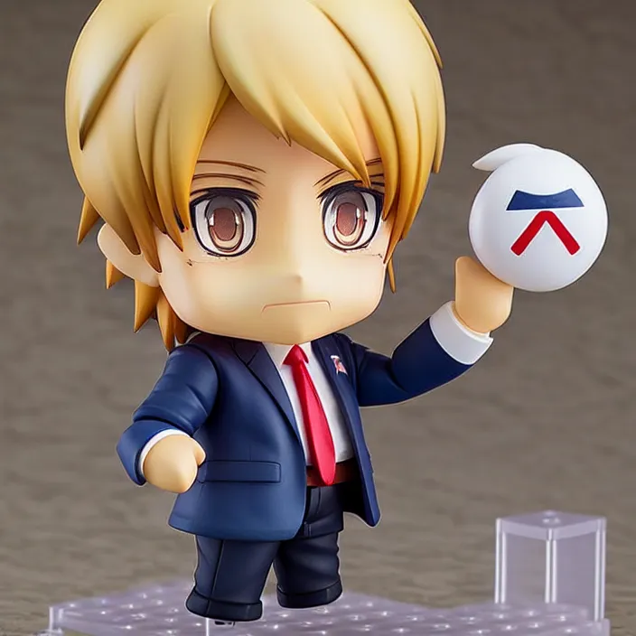 Image similar to An anime Nendoroid figurine of Donald Trump, fantasy, figurine , product photo