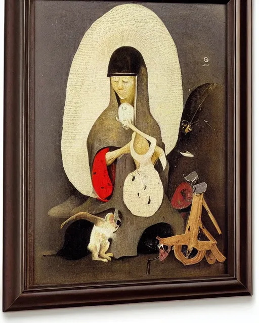 Image similar to Lady with an Ermine painting by Hieronymus Bosch