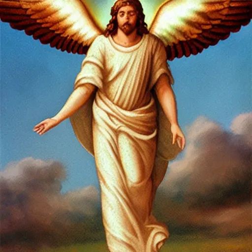 Prompt: biblically accurate angel in heaven