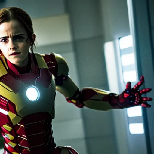 Image similar to a still of emma watson in iron man