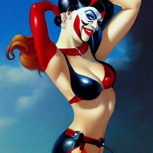 Image similar to harley quinn painted by luis ricardo falero