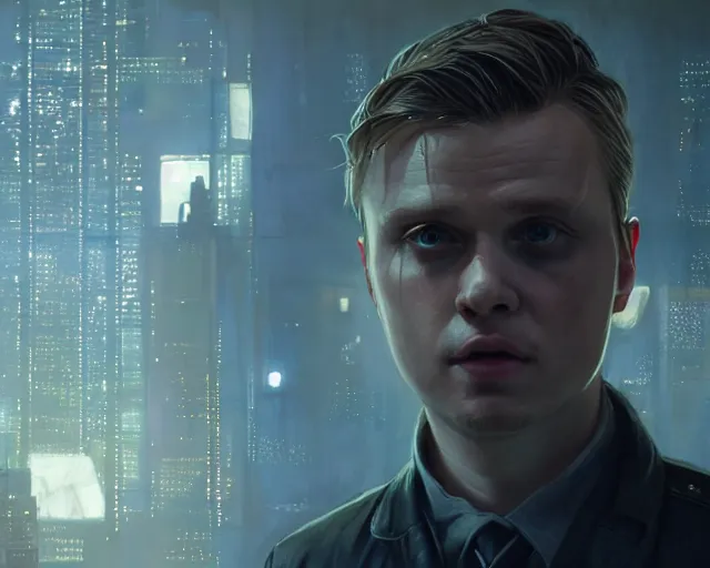 Image similar to highly detailed portrait of michael pitt as an android, in detroit : become human, stephen bliss, unreal engine, fantasy art by greg rutkowski, loish, rhads, ferdinand knab, makoto shinkai and lois van baarle, ilya kuvshinov, rossdraws, tom bagshaw, global illumination, radiant light, detailed and intricate environment