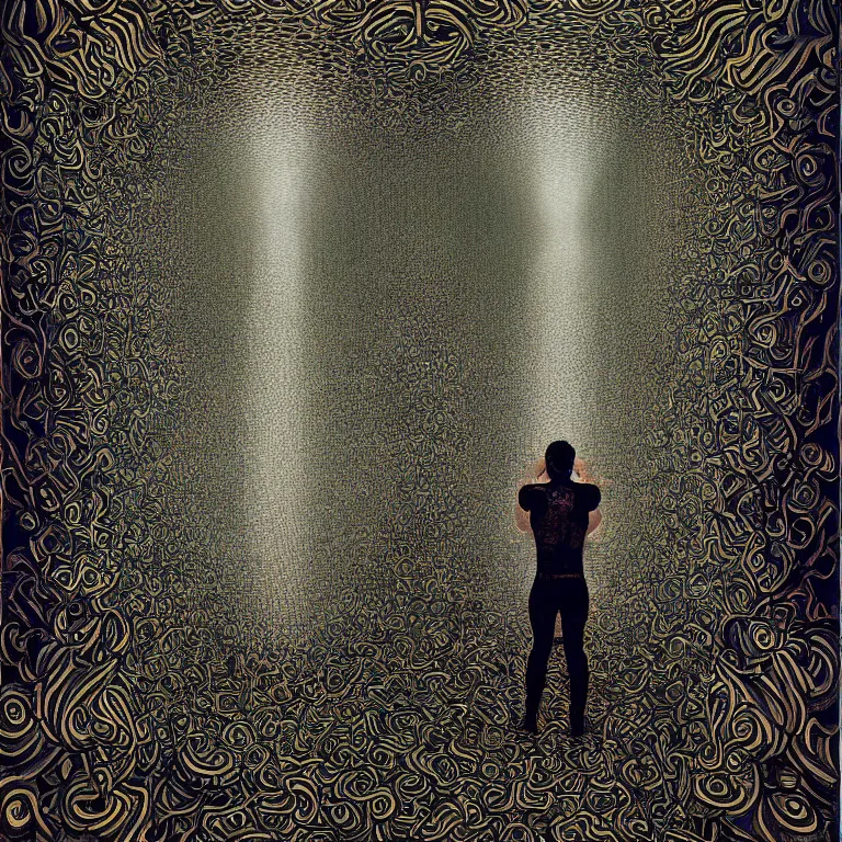 Image similar to myself, infinity mirror, infinity mirror, infinity mirror, digital camo, by Andy Thomas, Mario Martinez, Daniel Mirante, Gustave Dore