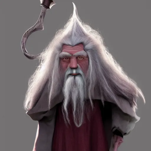 Image similar to Gandalf as a troll doll with a wizard's hat staff, beautiful lighting, high quality digital art, trending on artstation