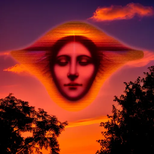 Image similar to shape of virgin mary face in sunset clouds