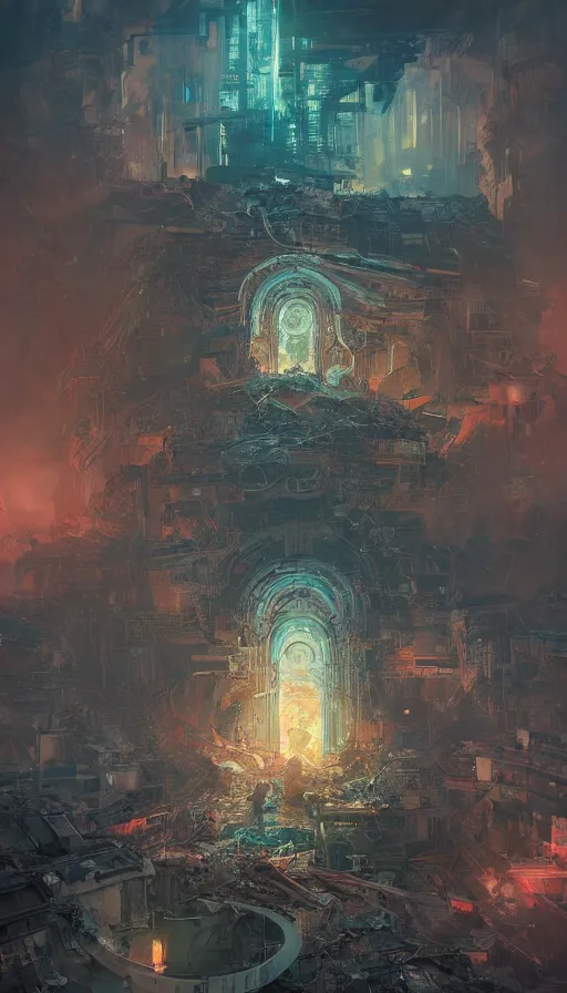 Image similar to destruction, the end of the world, neon, fibonacci, sweat drops, insane, intricate, highly detailed, digital painting, artstation, concept art, smooth, sharp focus, illustration, Unreal Engine 5, 8K, art by artgerm and greg rutkowski and alphonse mucha