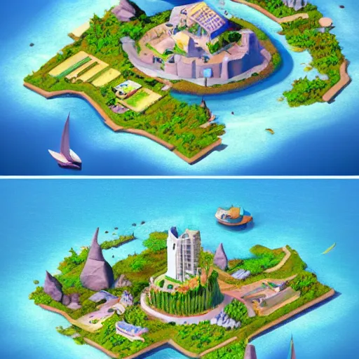 Image similar to isometric island in the sky, isometric invironment, 3d art, amazing detail, artstation