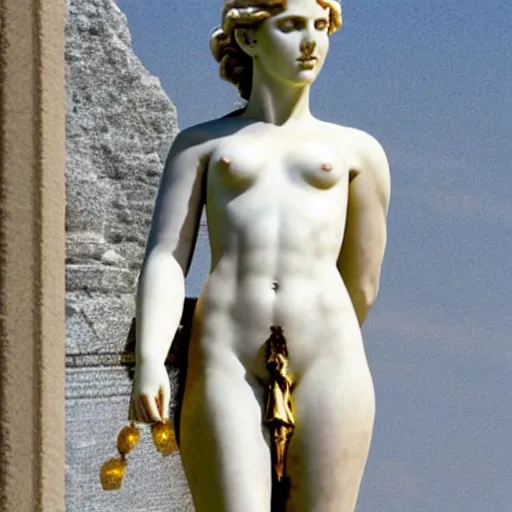 Prompt: scarlett johansson as a greek marble statue