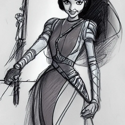 Image similar to milt kahl sketch of victoria justice as princess padme in star wars episode 3