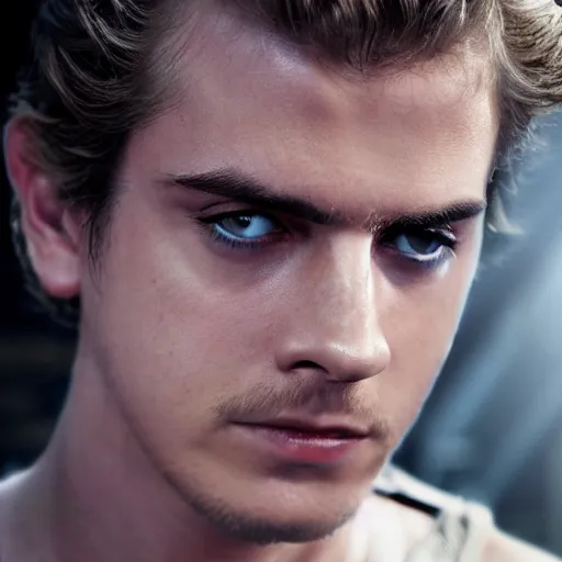 Image similar to anakin skywalker, hayden christensen, star wars, 4k, highly detailed face, professional photography, cinematic, film, low lighting, portrait,