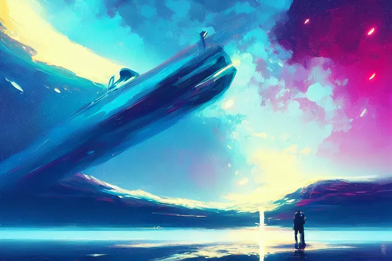 Image similar to eisberg floating in space, by anato finnstark, by alena aenami, by john harris, by ross tran, by wlop, by rhads, by andreas rocha