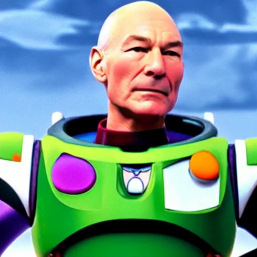 Image similar to patrick stewart as the real buzz lightyear