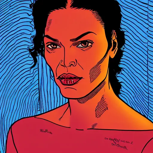 Image similar to rosario dawson retro minimalist portrait by jean giraud, moebius starwatcher comic, 8 k