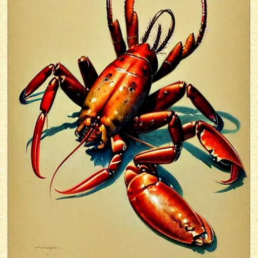 Image similar to (((((1950s lobster . muted colors.))))) by Jean-Baptiste Monge !!!!!!!!!!!!!!!!!!!!!!!!!!!