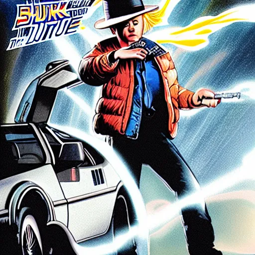 Image similar to concept poster for back to the future part 4 high detail