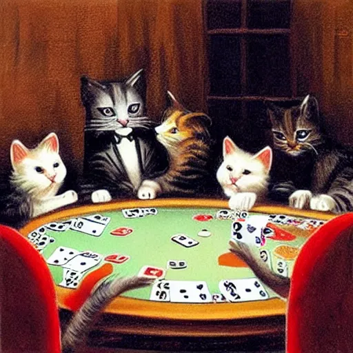 Image similar to cats playing poker.