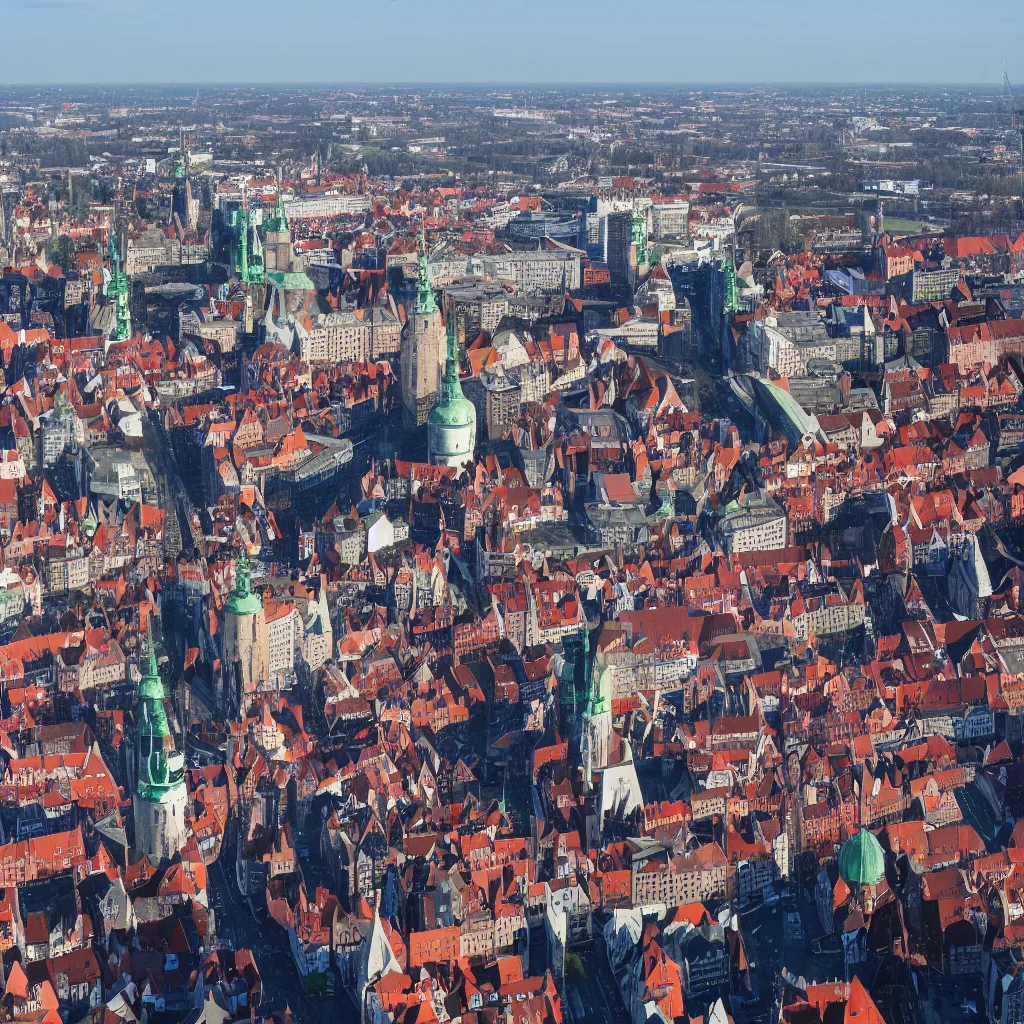 Image similar to skyline of gdansk by zaha hadid, 8 k, hd