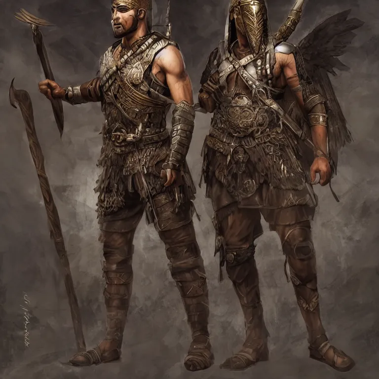 Image similar to concept art of a roman/egyptian mercenary in the style of high fantasy art in the style of dark fantasy art detailed realistic High Resolution HD 8k