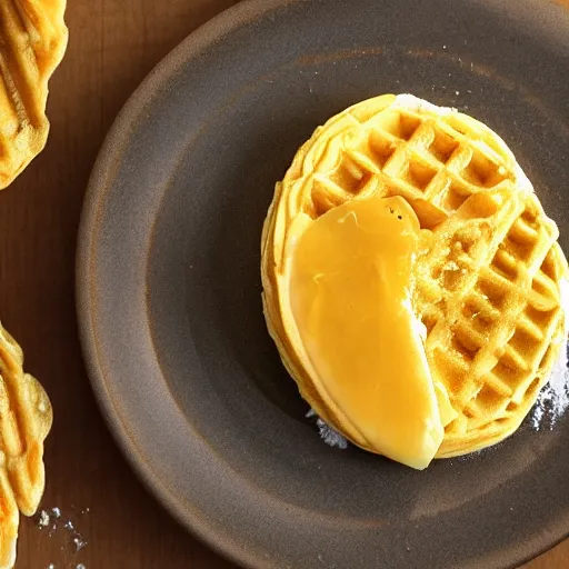 Image similar to golden eggo on a plate