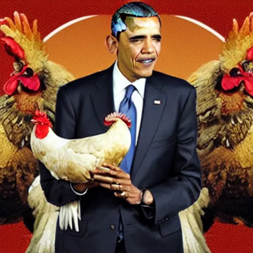 Image similar to photo of president obama holding a rooster,