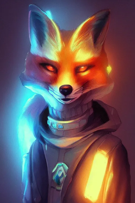 Image similar to a fox fursona, trending on artstation, by kawacy, furry art, digital art, cyberpunk, high quality, backlighting