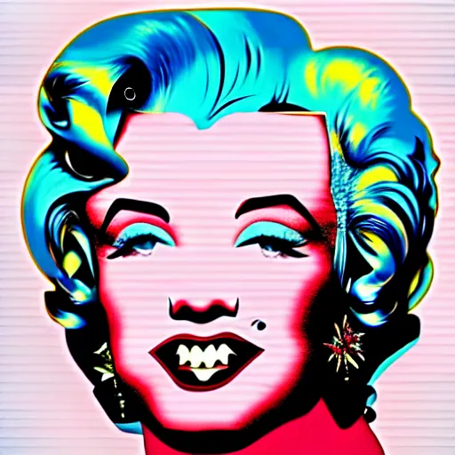Prompt: Pop-art portrait of Marline Monroe in style of Andy Warhol