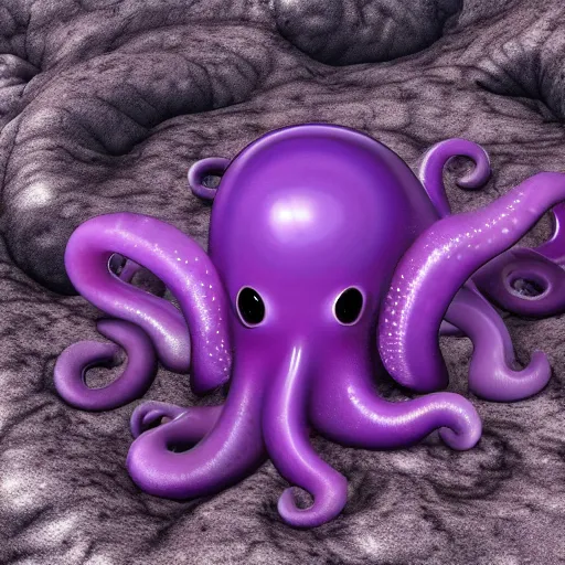 Image similar to a purple octopus egg hatching. digital art. ultra realistic. hd. 4 k