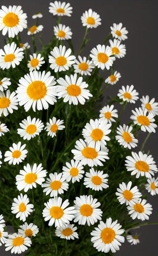 Prompt: still life of bouquet of daisies, centered, ultra detailed, 8 5 mm lens, photo